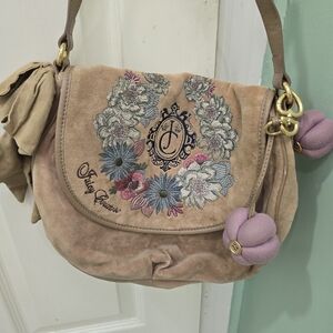 Y2K Original JUICY COUTURE Floral Embroidered VELOUR Shoulder Bag